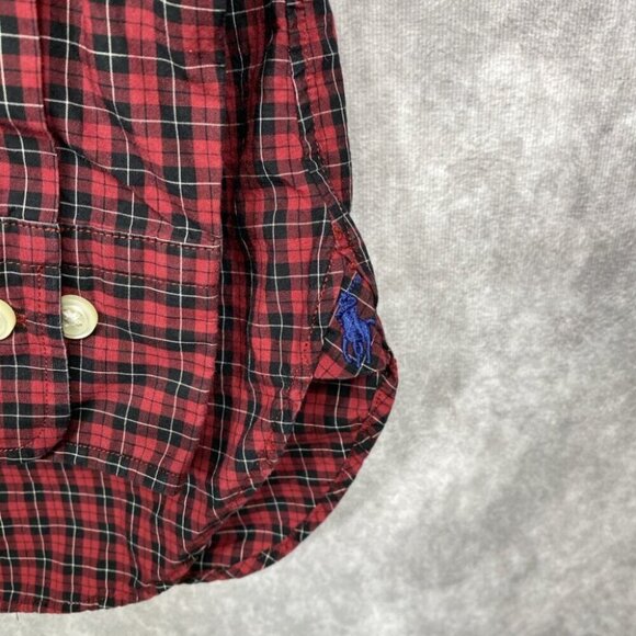 Polo Ralph Lauren Button Up Shirt Mens 17 / 43 Red Plaid Long Sleeve Slim Fit - Picture 4 of 10